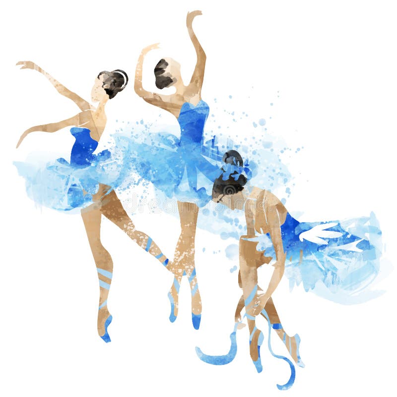 Watercolor Ballerinas Dancing Stock Vector - Illustration ... Watercolor People Dancing