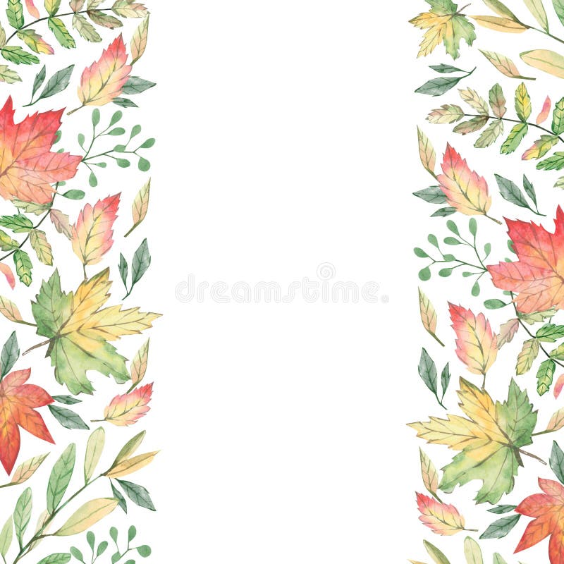 Watercolor banner autumn floral branches and leaves wreath. Rustic greenery. Illustration for invintation, greeting card stock illustration Watercolor banner autumn floral branches and leaves wreath. Rustic greenery. Illustration for invintation, greeting card stock illustration