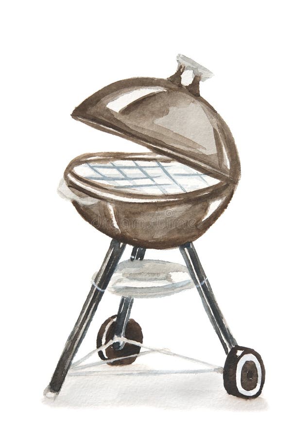 Watercolor Bbq Grill Party Set. Stock Illustration Illustration of