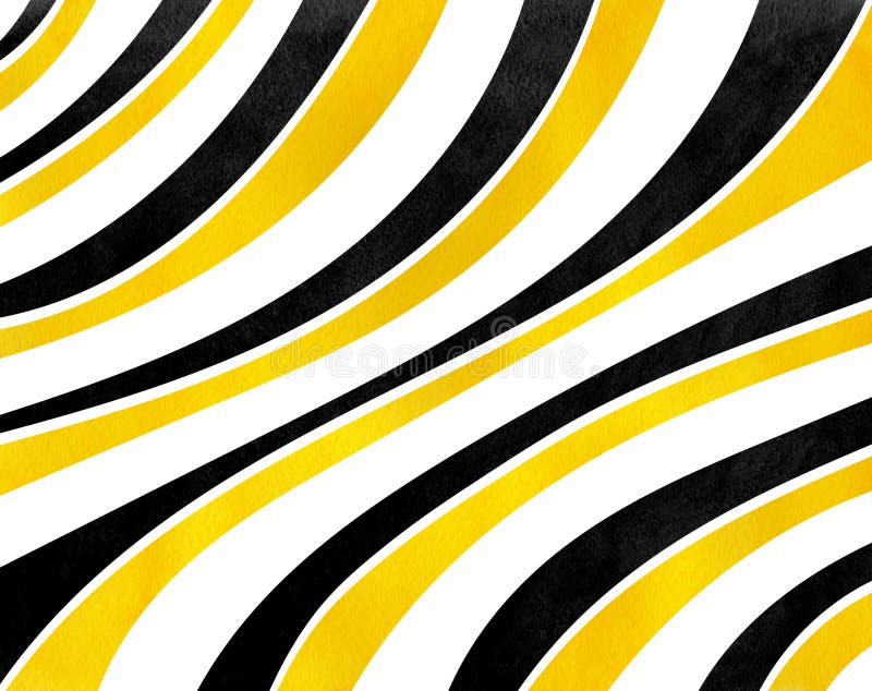 Watercolor Black and Yellow Striped Background. Stock Illustration
