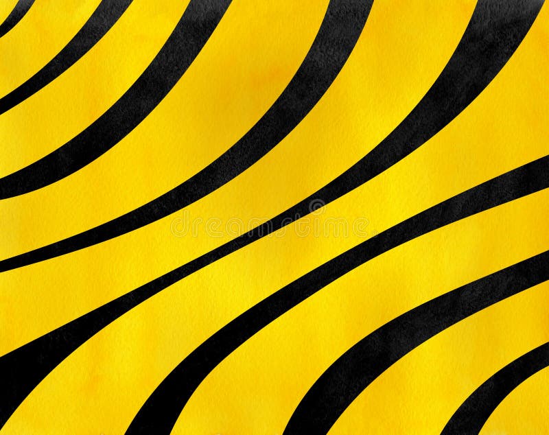 Watercolor Black and Yellow Striped Background. Stock Illustration