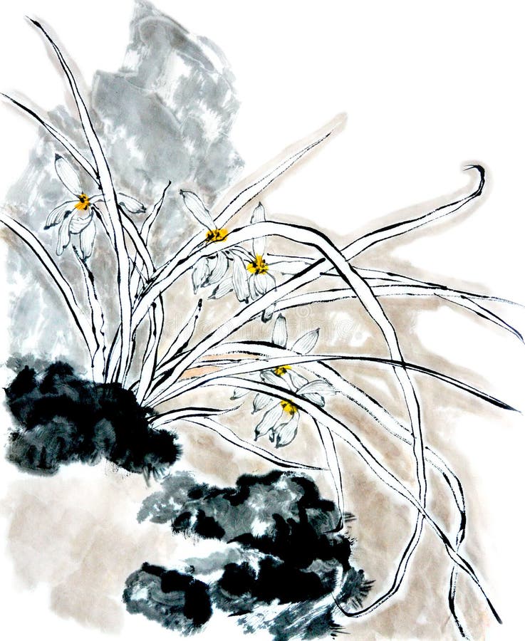 How to paint a simple orchid in Chinese ink - Artists & Illustrators