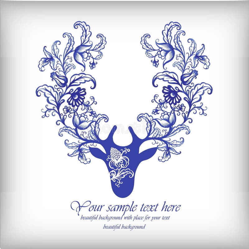 Watercolor blue vector deer with antlers . vector illustration Watercolor blue vector deer with antlers . vector illustration