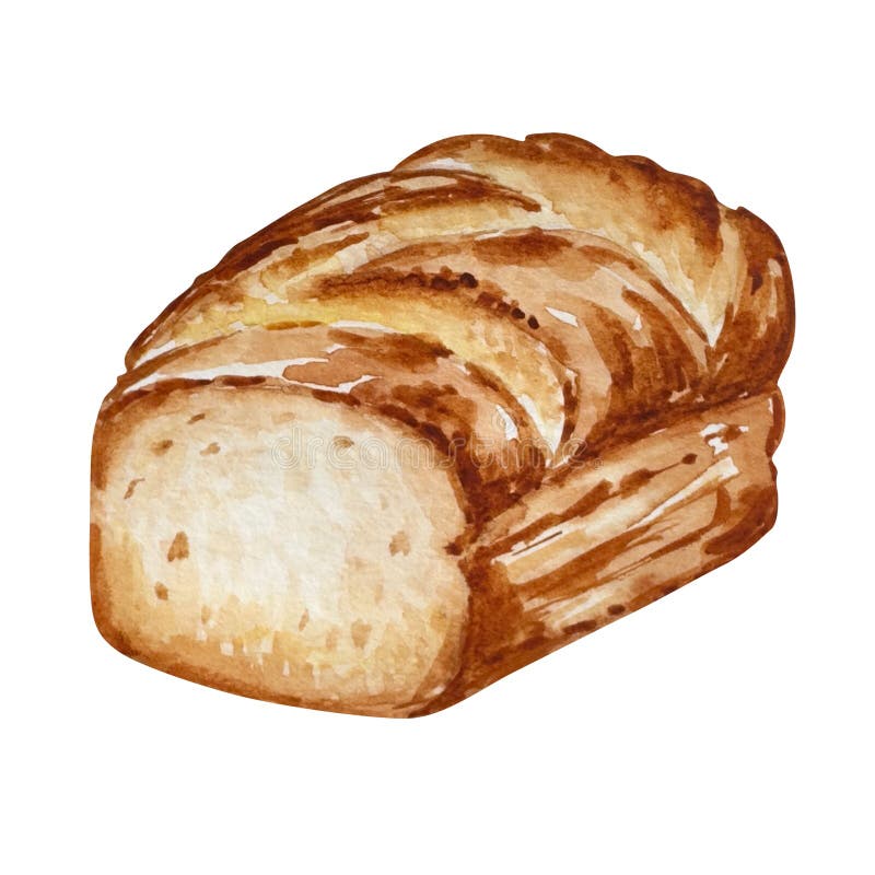 Watercolor bread, hand drawn illustrations, isolated, bakery design, homemade baking vector illustration