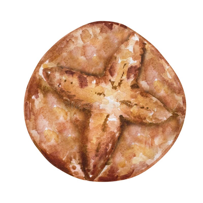 Watercolor bread, hand drawn illustrations, isolated, bakery design, homemade baking stock illustration