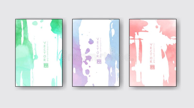 Watercolor bright color design banner set. Vector illustration royalty free illustration