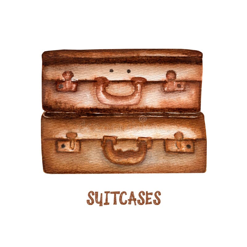 Premium Vector  Watercolor painting of a heap of vintage luggage
