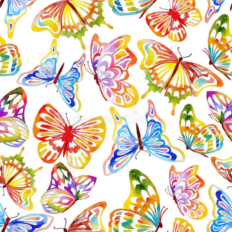 Abstract Seamless Waterclor Butterfly Pattern. Hand Drawn Illustration. Abstract Seamless Waterclor Butterfly Pattern. Hand Drawn Illustration.