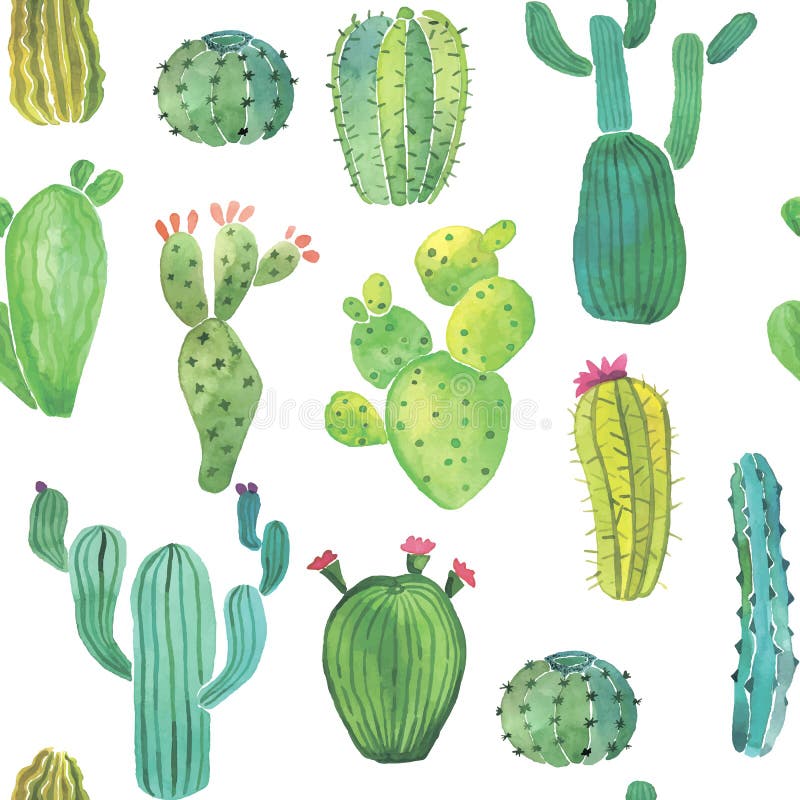 Watercolor cactus seamless pattern stock illustration Watercolor cactus seamless pattern stock illustration