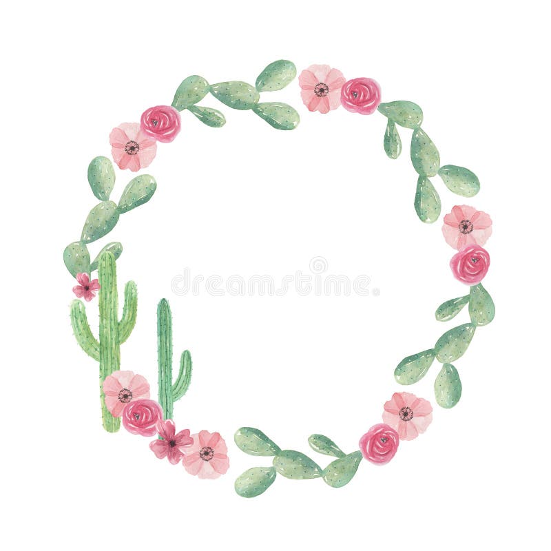 Sticker mural Watercolour Cactus Flower Wreath Gold XXL