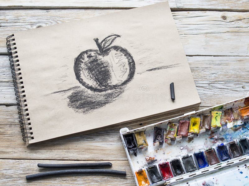 Watercolor and Charcoal Sticks Stock Image Image of crayon, painter