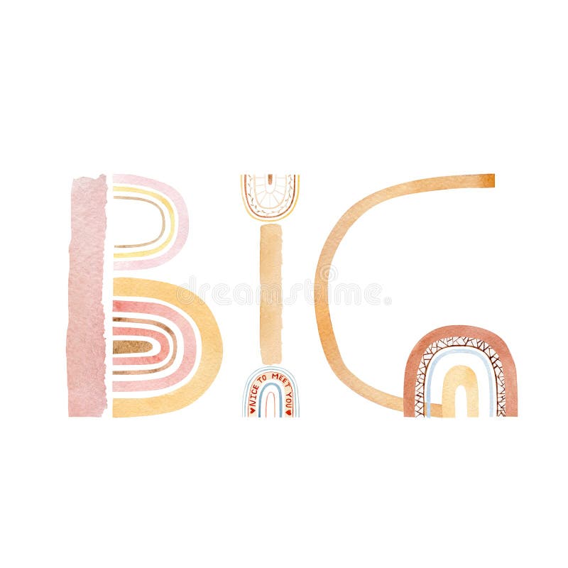 Watercolor Children`s alphabet letter text Big in the style abstract rainbow design. royalty free illustration Watercolor Children`s alphabet letter text Big in the style abstract rainbow design. royalty free illustration