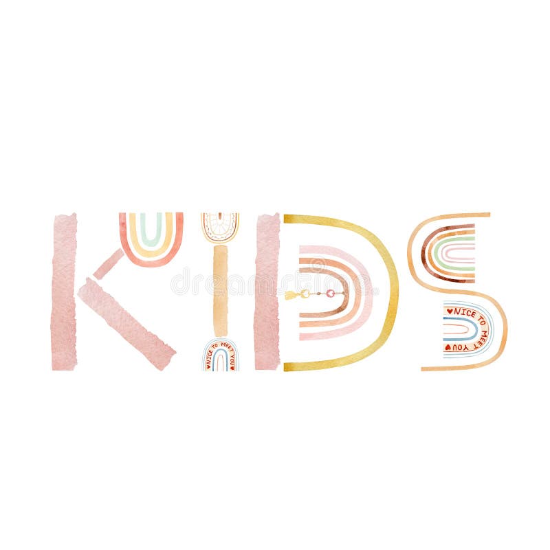 Watercolor Children`s alphabet letter text Rids in the style abstract rainbow design. Cute kids font lettering design for nursery vector illustration Watercolor Children`s alphabet letter text Rids in the style abstract rainbow design. Cute kids font lettering design for nursery vector illustration