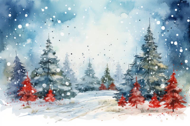 Watercolor Christmas clipart isolated on white background. Generative AI. AI generated