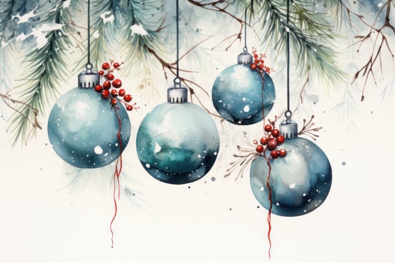 Watercolor Christmas clipart, isolated on white background. Generative AI. AI generated