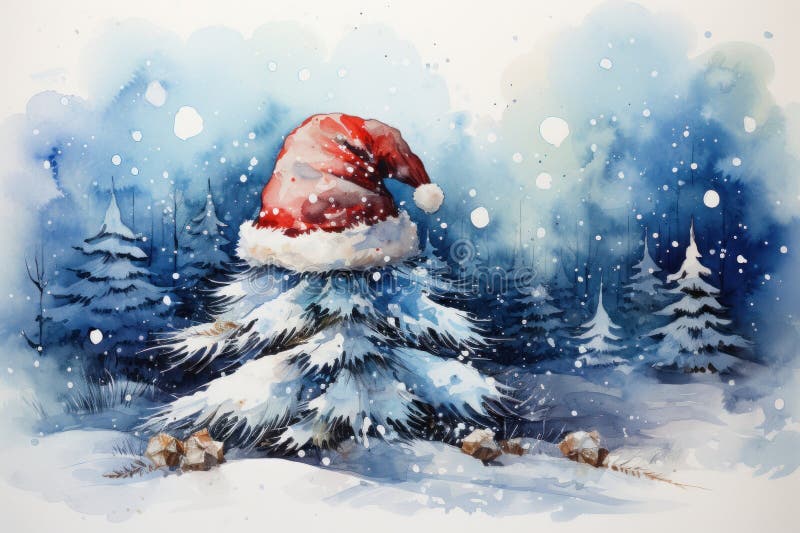 Watercolor Christmas clipart, isolated on white background. Generative AI. AI generated