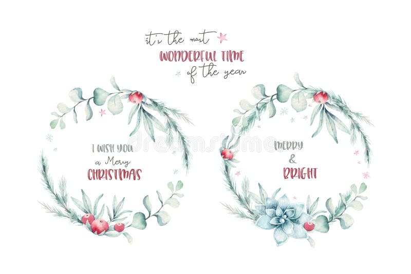 Watercolor christmas clipart. It`s perfect for cards, posters, stickers, cover. Watercolor christmas clipart. It`s perfect for cards, posters, stickers, cover.