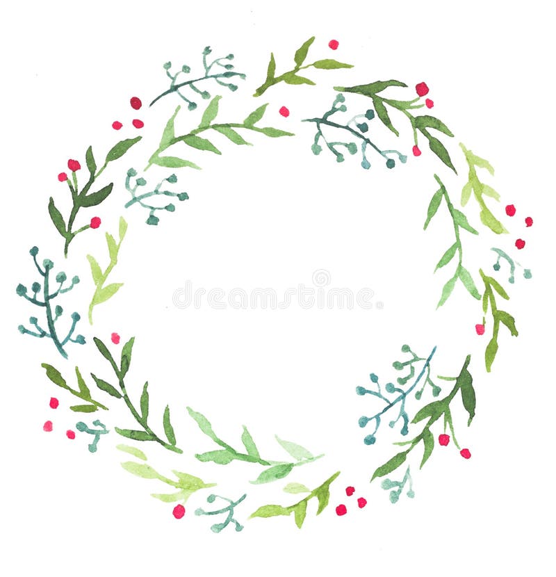 Watercolor christmas floral wreath