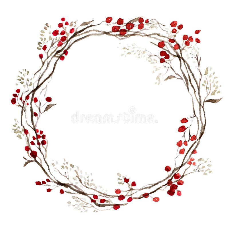 Watercolor christmas floral wreath