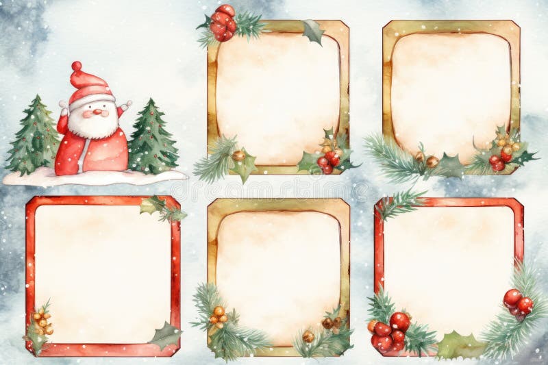 Watercolor Christmas Frames Stock Illustrations – 1,120 Watercolor ...