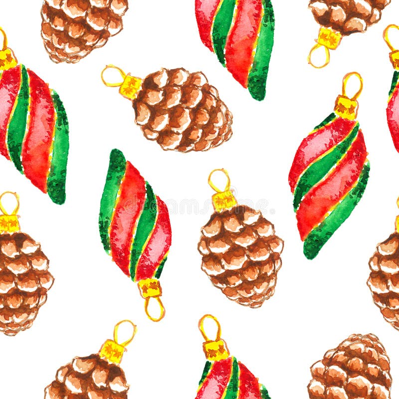 Watercolor Christmas and new year decorations. royalty free illustration