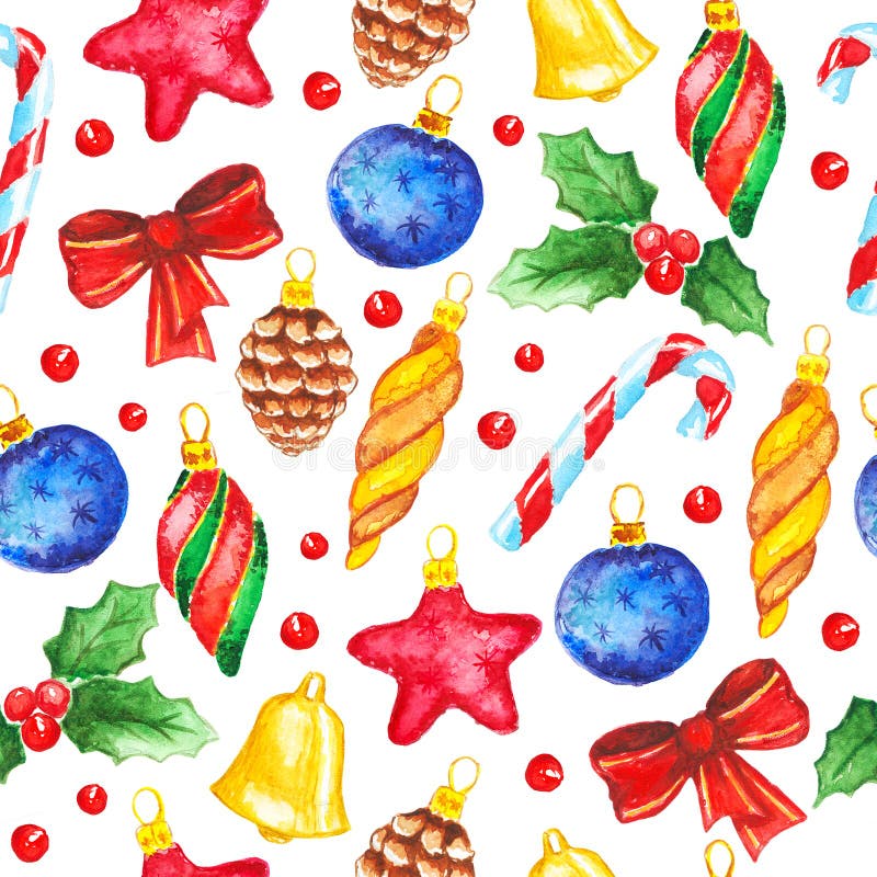 Watercolor Christmas and new year decorations vector illustration