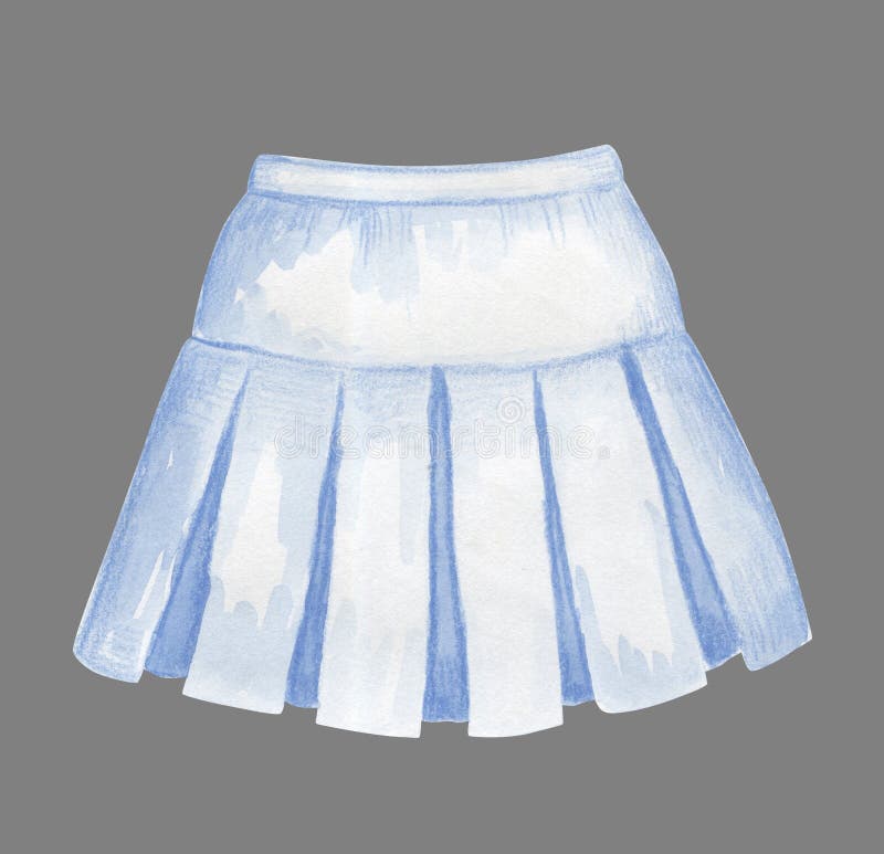 White watercolor folded skirt template for design isolated on grey stock illustration