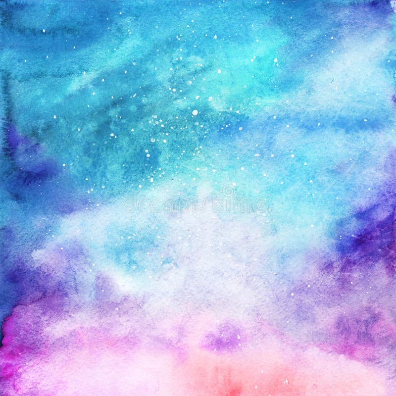 Watercolor Colorful Starry Space Galaxy Nebula Background Stock ...