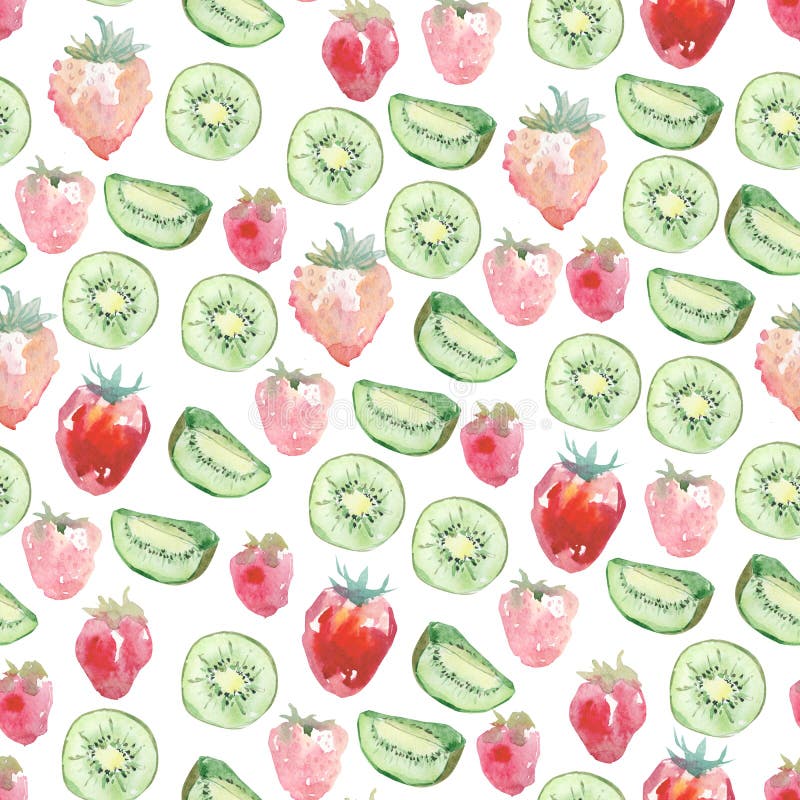 Watercolor cute seamless pattern baby tropical fruits and barry. Hand painted exotic coctails on white background. royalty free illustration Watercolor cute seamless pattern baby tropical fruits and barry. Hand painted exotic coctails on white background. royalty free illustration