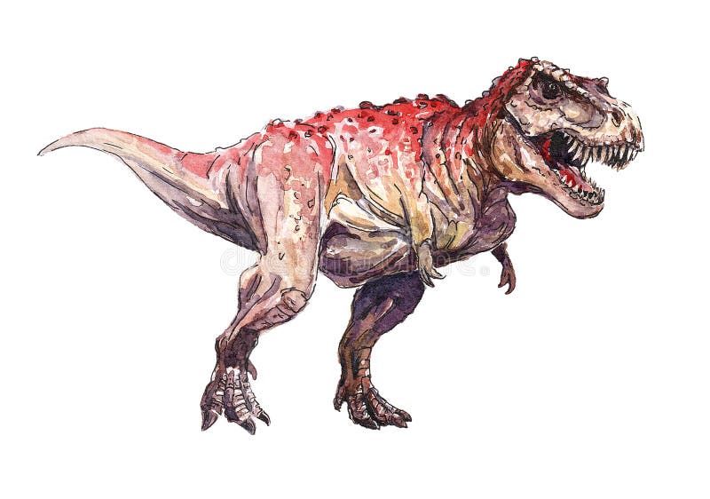 Watercolor Dinosaurus, T-rex Stock Illustration - Illustration of ...