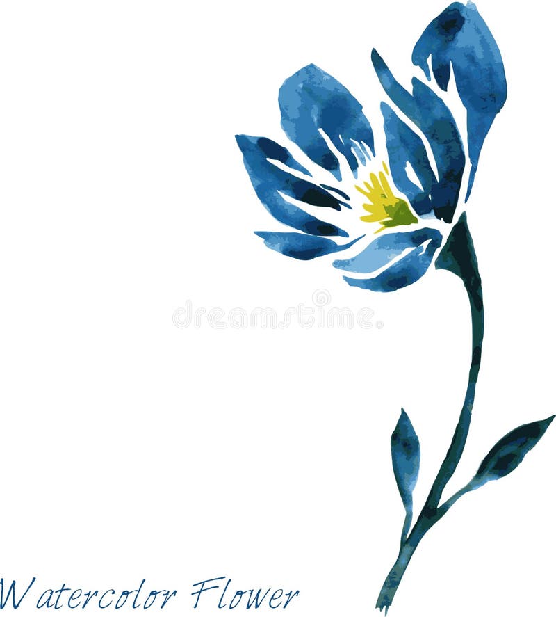 Five small blue flowers on a branch Royalty Free Vector