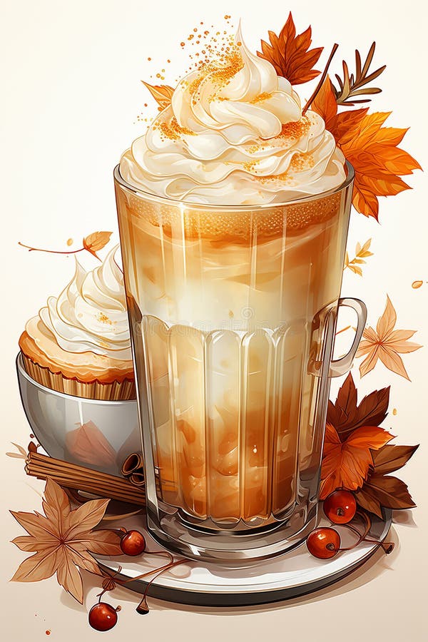 Glass with Latte Macchiato on Transparent Background Stock Illustration -  Illustration of cream, closeup: 112655835