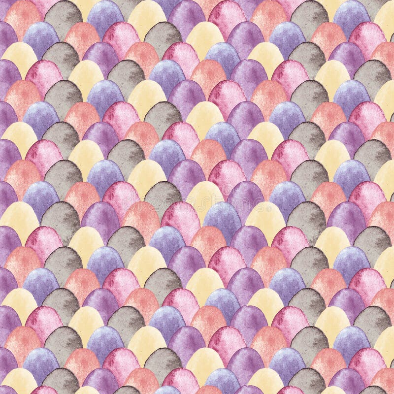 Watercolor Easter pattern with multicolored eggs
