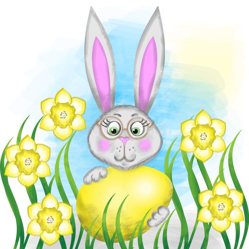 Bunny Rabbit With Glasses Easter Bookmark and Greeting Card 