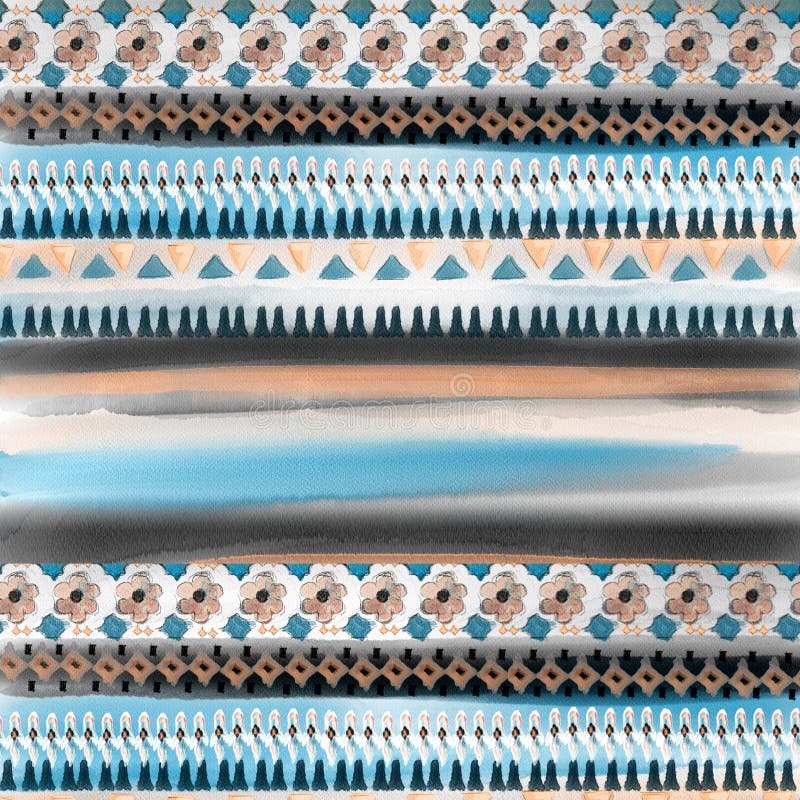 Watercolor Ethnic Design stock illustration. Illustration of painting