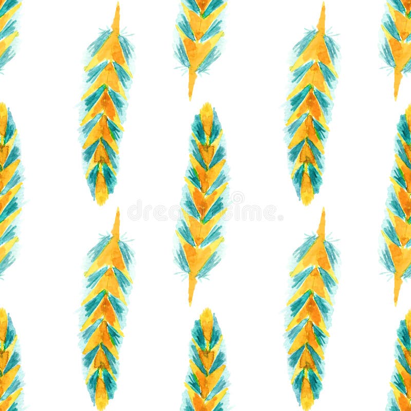 Watercolor feathers vector illustration