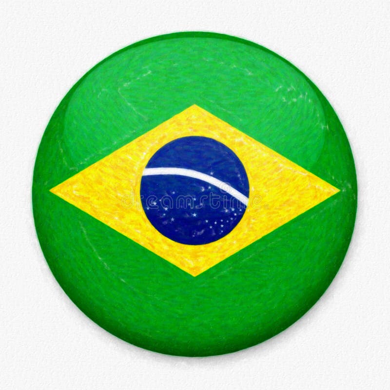 Brazil flag on button Royalty Free Vector Image
