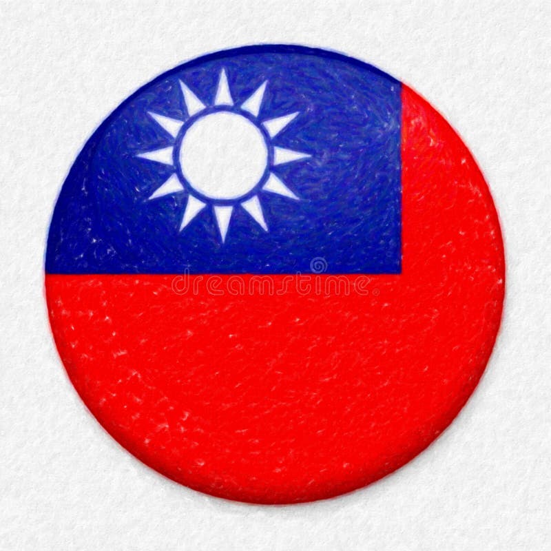 Watercolor Flag of Taiwan in the form of a round button