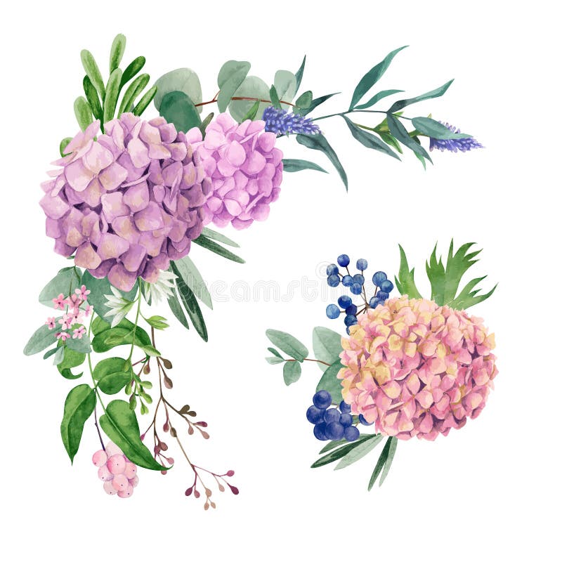 Watercolor floral arrangement. Vertical design element. Abstract
