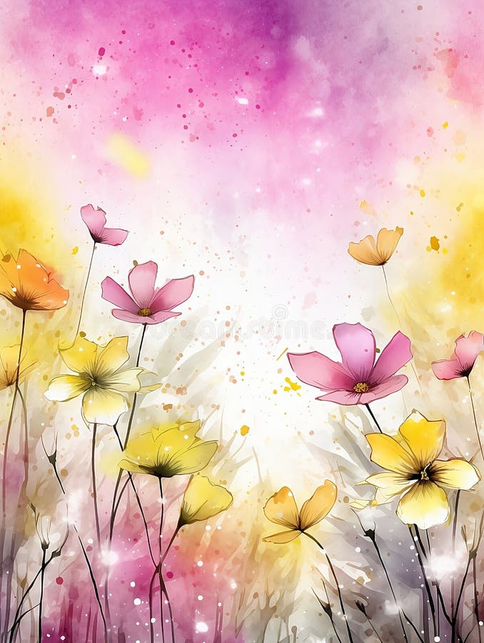 Watercolor Floral Flowers Abstract Background Stock Illustration ...