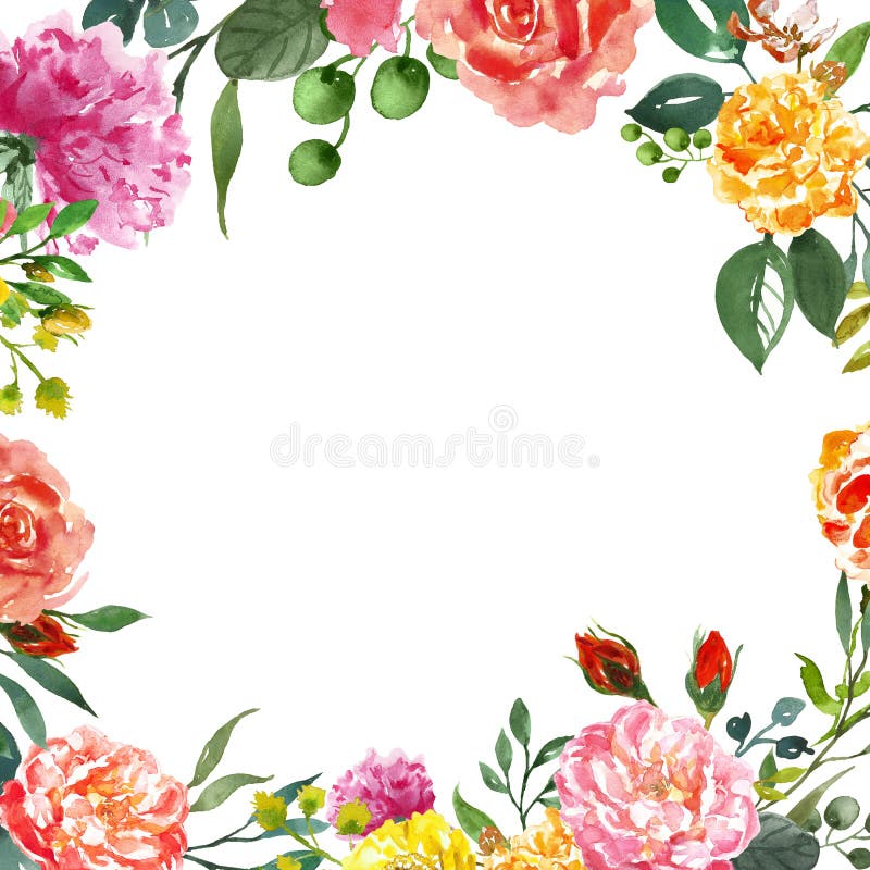 Watercolor floral frame template for wedding invitations, save the date cards, greetings and any occasion cards design. royalty free stock photo Watercolor floral frame template for wedding invitations, save the date cards, greetings and any occasion cards design. royalty free stock photo
