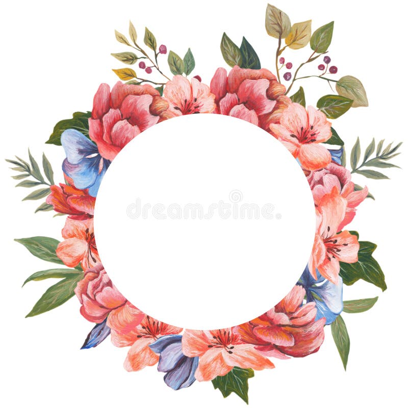 Watercolor floral greeting card. Watercolor floral bouquet. Floral decorative frame. Isolated on white background. royalty free illustration Watercolor floral greeting card. Watercolor floral bouquet. Floral decorative frame. Isolated on white background. royalty free illustration