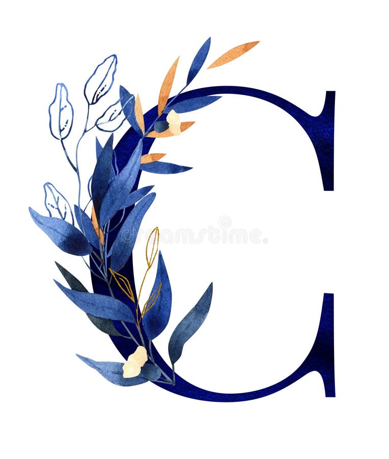 The Letter 'S' Blue Flower Watercolor Monogram Long T-Shirt for