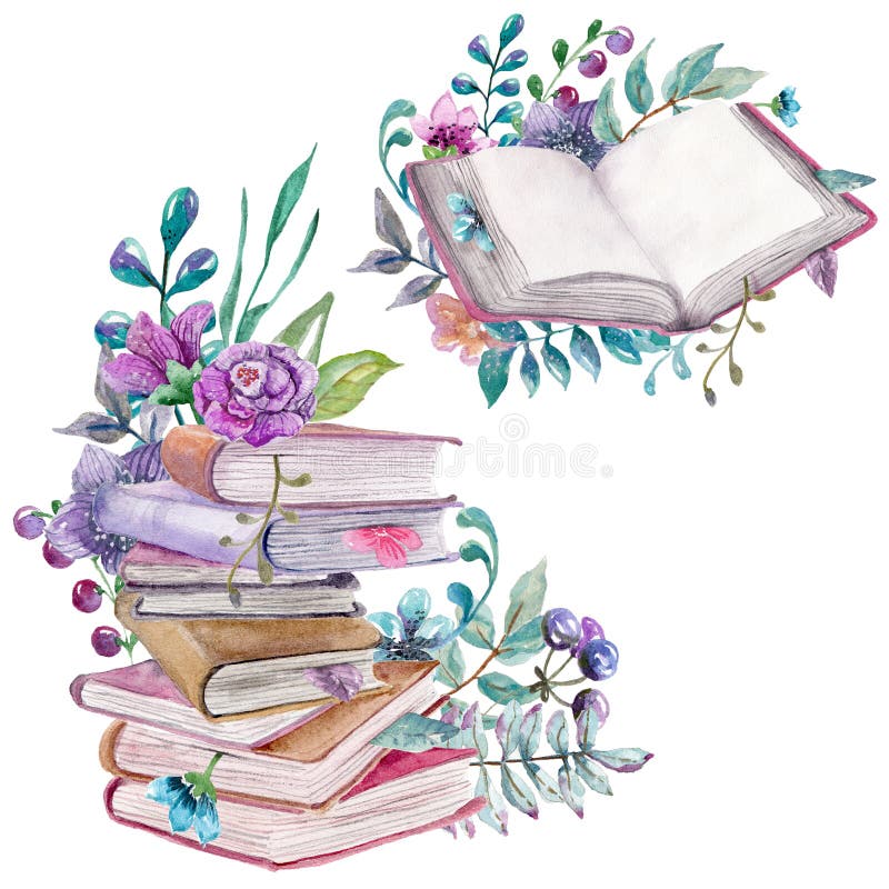 Watercolor Books Stock Illustration - Download Image Now - Book