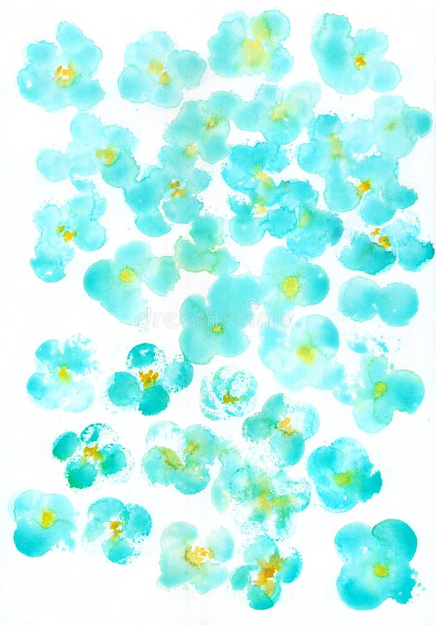 Watercolor floral pattern. Abstract aqua flowers on white background. stock illustration Watercolor floral pattern. Abstract aqua flowers on white background. stock illustration