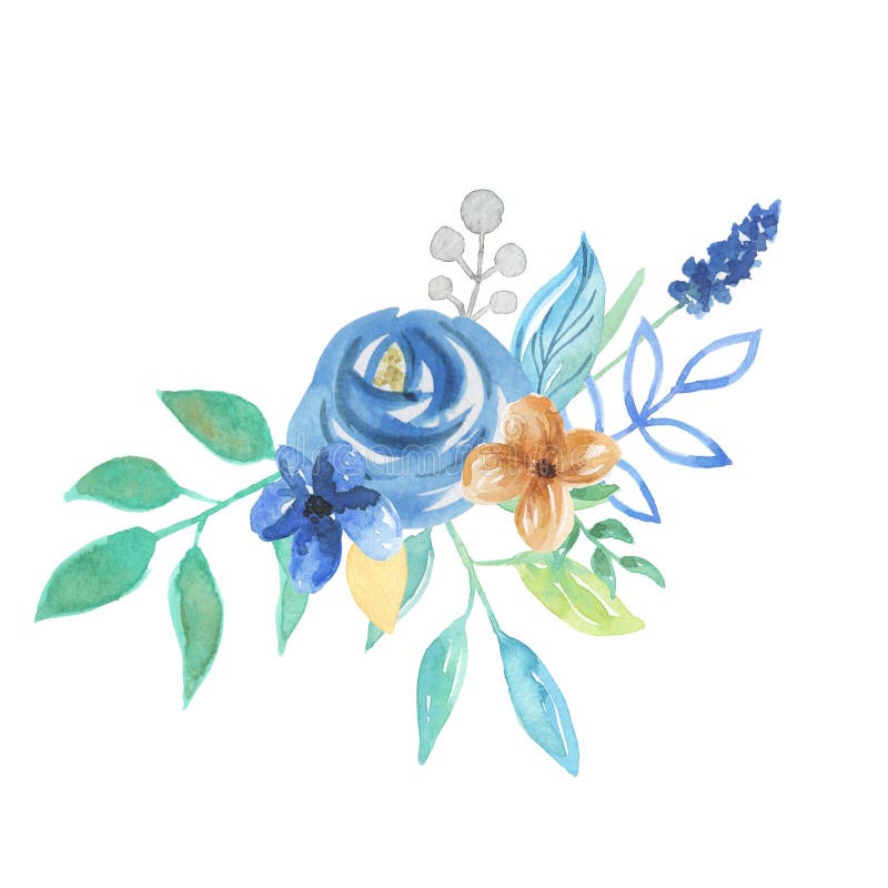 Watercolor Florals Border Blue Berries Leaves Wedding Flowers Stock  Illustration - Illustration of berry, frame: 104275251