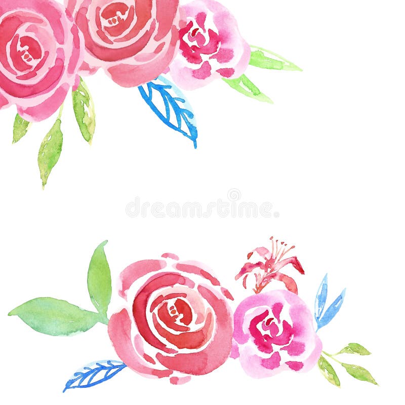 Watercolor Delicate Pink Roses Arrangement, Isolated on White ...