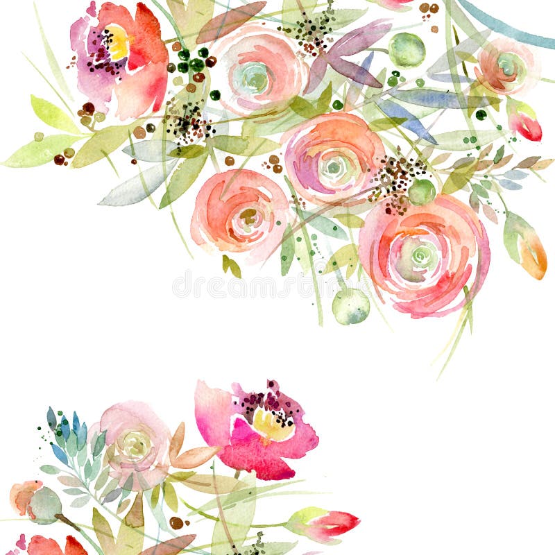 Download Watercolor Flower Background. Vintage Flower. Greeting ...