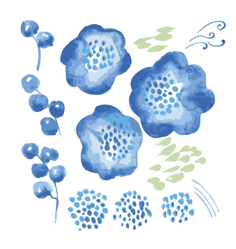 Watercolor Flowers Kit For Design. Stock Vector - Illustration of ...