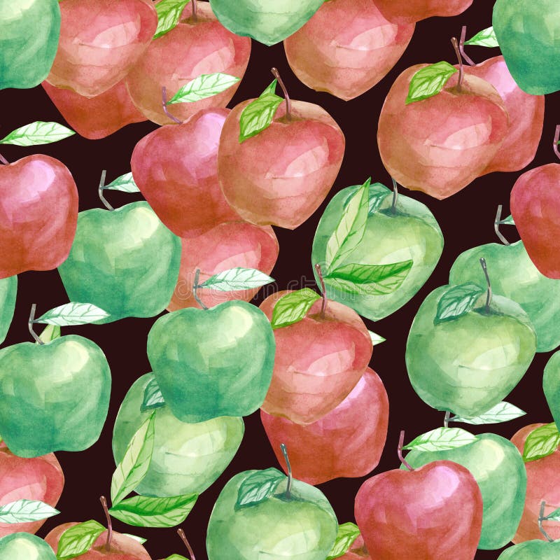 Watercolor fruit pattern tutti fruity apple, summer print for the textile fabric, wallpaper, poster stock illustration Watercolor fruit pattern tutti fruity apple, summer print for the textile fabric, wallpaper, poster stock illustration